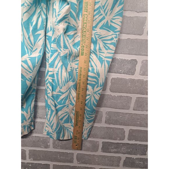 Cathy Daniels Vintage Y2k Womens Tropical Print Wide Leg Crop Linen Pants Size - Picture 8 of 9